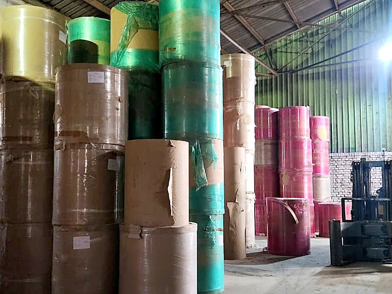 Kraft paper reels in our raw material store